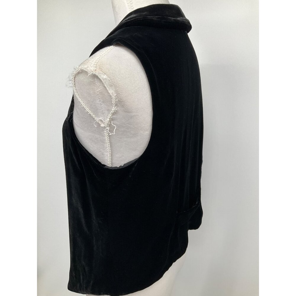J. Jill size XS Crushed Velvet Open Front Draped Layering Vest, Black - Picture 5 of 9